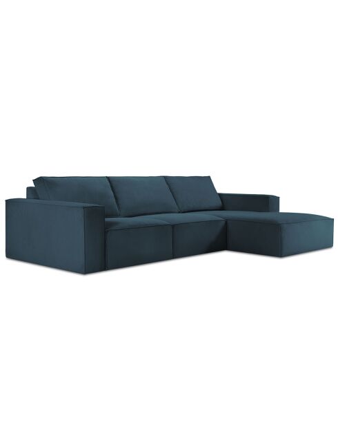 Canapé D'Angle Droit velours côtelé Carlo 4 Places bleu foncé - 289x166x90 cm