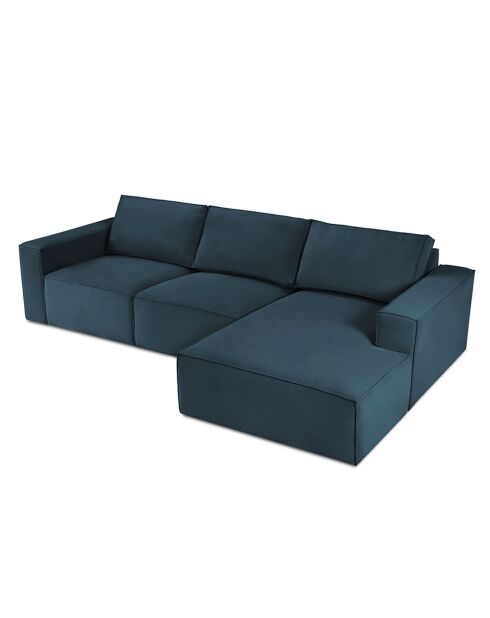 Canapé D'Angle Droit velours côtelé Carlo 4 Places bleu foncé - 289x166x90 cm