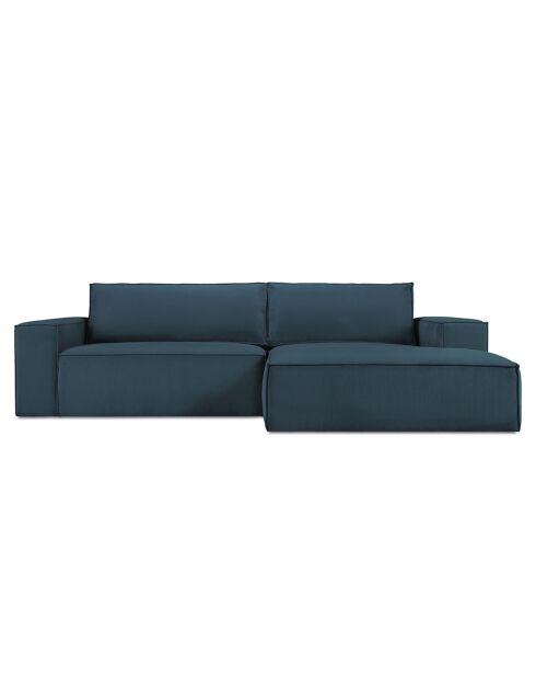 Canapé D'Angle Droit velours côtelé Carlo 3 Places bleu foncé - 229x166x90 cm