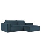Canapé D'Angle Droit velours côtelé Carlo 3 Places bleu foncé - 229x166x90 cm