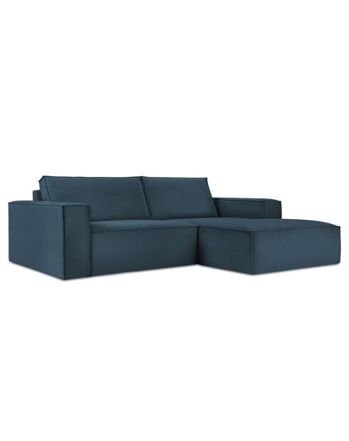 Canapé D'Angle Droit velours côtelé Carlo 3 Places bleu foncé - 229x166x90 cm