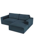 Canapé D'Angle Droit velours côtelé Carlo 3 Places bleu foncé - 229x166x90 cm