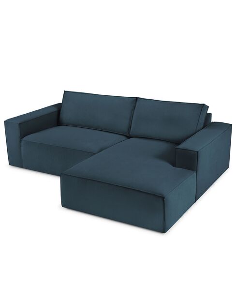 Canapé D'Angle Droit velours côtelé Carlo 3 Places bleu foncé - 229x166x90 cm