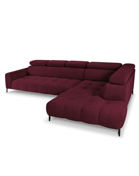 Canapé D'Angle Droit Velours Nico 5 Places rouge - 322x195x100 cm