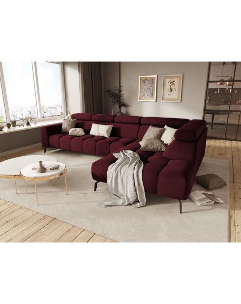 Canapé D'Angle Droit Velours Nico 5 Places rouge - 322x195x100 cm