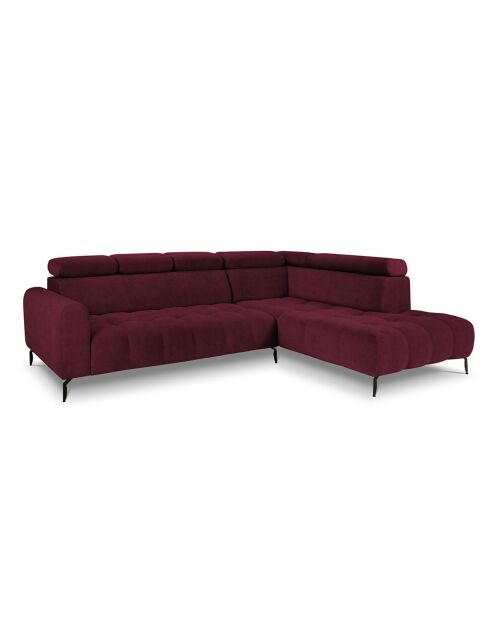 Canapé D'Angle Droit Velours Nico 5 Places rouge - 322x195x100 cm