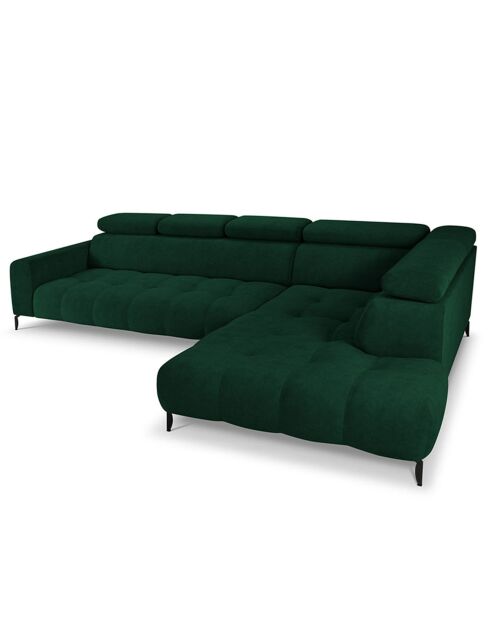 Canapé D'Angle Droit Velours Nico 5 Places vert - 322x195x100 cm