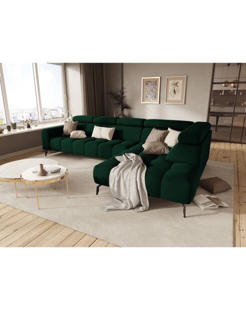 Canapé D'Angle Droit Velours Nico 5 Places vert - 322x195x100 cm