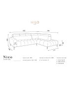 Canapé D'Angle Droit Velours Nico 5 Places vert - 322x195x100 cm