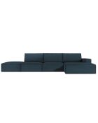 Canapé D'Angle Droit velours côtelé Carlo 5 Places bleu foncé - 341x166x90 cm