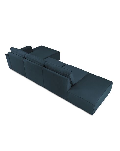 Canapé D'Angle Droit velours côtelé Carlo 5 Places bleu foncé - 341x166x90 cm