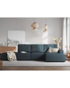 Canapé D'Angle Droit velours côtelé Carlo 5 Places bleu foncé - 341x166x90 cm