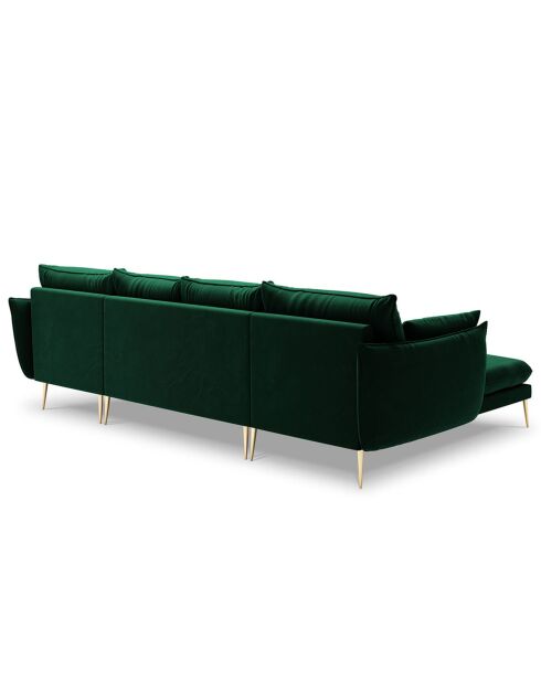 Canapé Panoramique Velours Elio 6 Places vert bouteille - 344x170x97 cm
