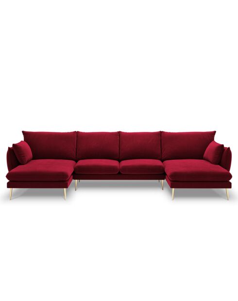 Elio 6-Sitzer-Panoramasofa aus rotem Samt, 344 x 170 x 97 cm