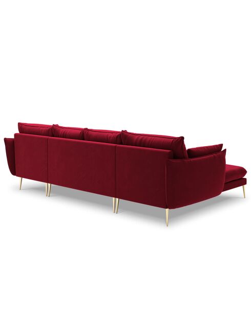 Canapé Panoramique Velours Elio 6 Places rouge - 344x170x97 cm