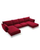 Canapé Panoramique Velours Elio 6 Places rouge - 344x170x97 cm