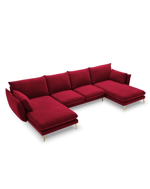 Canapé Panoramique Velours Elio 6 Places rouge - 344x170x97 cm