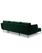 Canapé Panoramique Velours Elio 6 Places vert bouteille - 344x170x97 cm