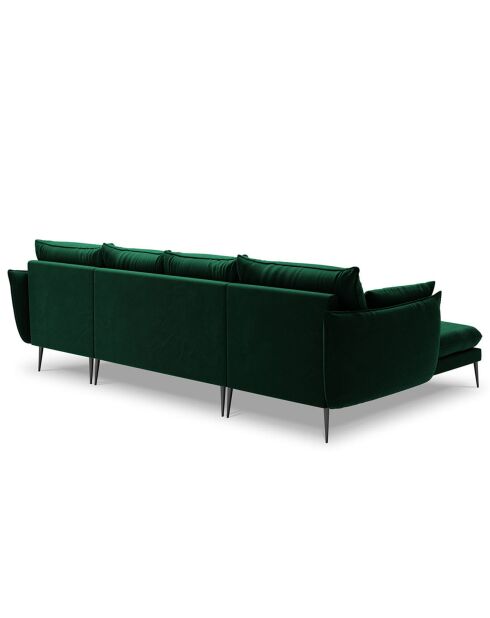 Canapé Panoramique Velours Elio 6 Places vert bouteille - 344x170x97 cm