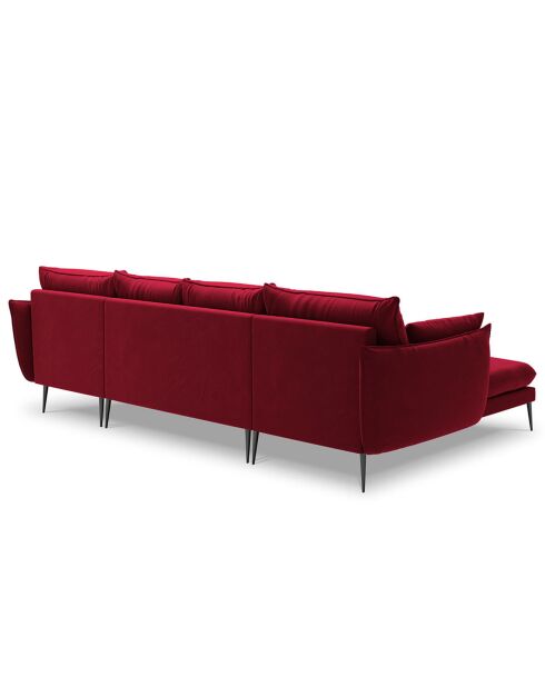 Canapé Panoramique Velours Elio 6 Places rouge - 344x170x97 cm