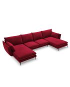 Canapé Panoramique Velours Elio 6 Places rouge - 344x170x97 cm