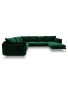 Canapé D'Angle Panoramique (Côté Gauche) Velours Elio 7 Places vert bouteille - 337x244x95 cm