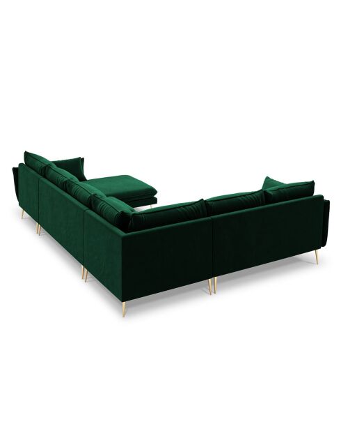 Canapé D'Angle Panoramique (Côté Gauche) Velours Elio 7 Places vert bouteille - 337x244x95 cm