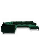 Canapé D'Angle Panoramique (Côté Gauche) Velours Elio 7 Places vert bouteille - 337x244x95 cm