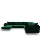 Canapé D'Angle Panoramique (Côté Droit) Velours Elio 7 Places vert bouteille - 337x244x95 cm