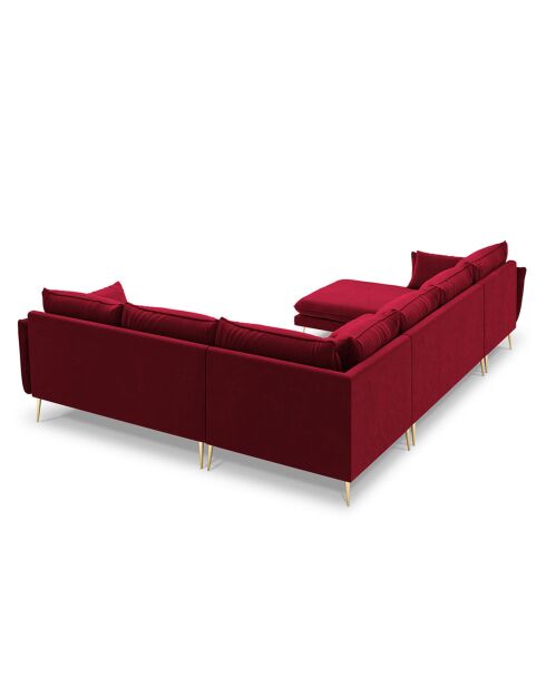 Canapé D'Angle Panoramique (Côté Droit) Velours Elio 7 Places rouge - 337x244x95 cm