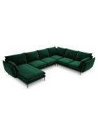 Canapé D'Angle Panoramique (Côté Droit) Velours Elio 7 Places vert bouteille - 337x244x95 cm