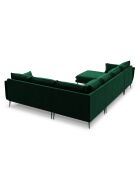 Canapé D'Angle Panoramique (Côté Droit) Velours Elio 7 Places vert bouteille - 337x244x95 cm