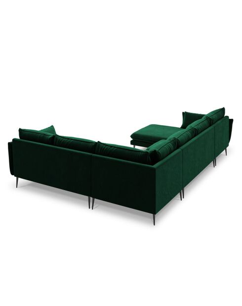 Canapé D'Angle Panoramique (Côté Droit) Velours Elio 7 Places vert bouteille - 337x244x95 cm