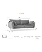 Canapé Velours Elio 4 Places rouge - 228x100x97 cm
