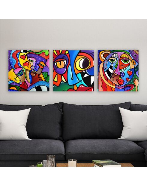 3 Decoratieve schilderijen op canvas