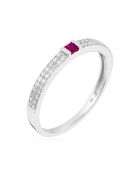 Solitairering Robijn 0,07 ct en diamanten 0,13 kt witgoud