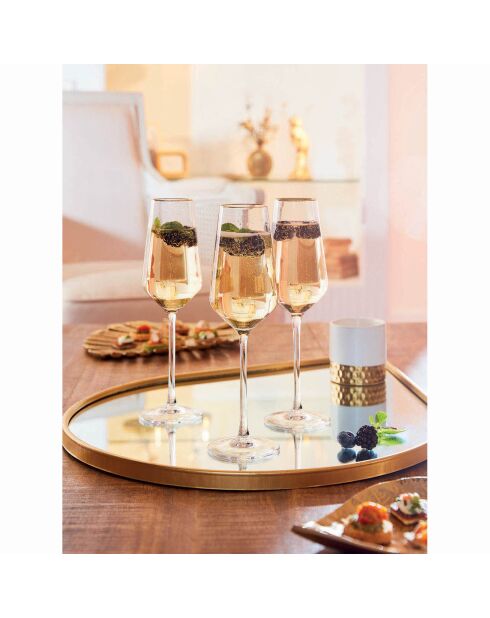 4 ultieme champagneglazen met gouden rand - 23 cl