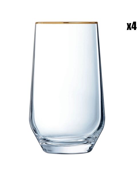 4 Verres hauts Ultime Bord Or - 40 cl