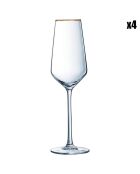 4 Flûtes à champagne Ultime Bord Or - 23 cl