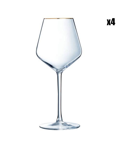 4 Verres à pied Ultime Bord Or - 47 cl
