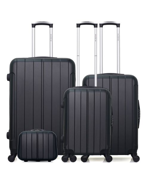 3 Valises 4 roues simples 55/65/75 cm & Vanity Napoli  noirs