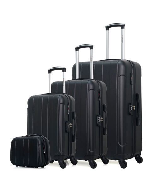 3 Valises 4 roues simples 55/65/75 cm & Vanity Napoli  noirs