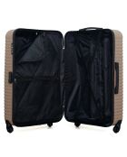 4 Valises 4 roues simples Lena- M 46/55/65/75 cm beiges