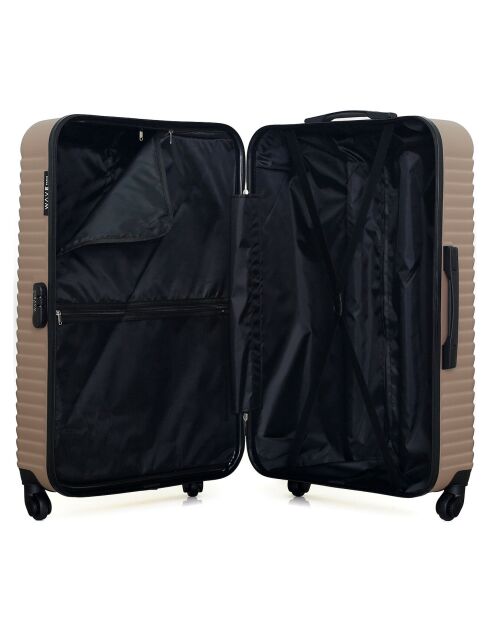 4 Valises 4 roues simples Lena- M 46/55/65/75 cm beiges