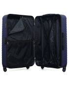 4 Valises 4 roues simples Lena- M 46/55/65/75 cm bleu marine