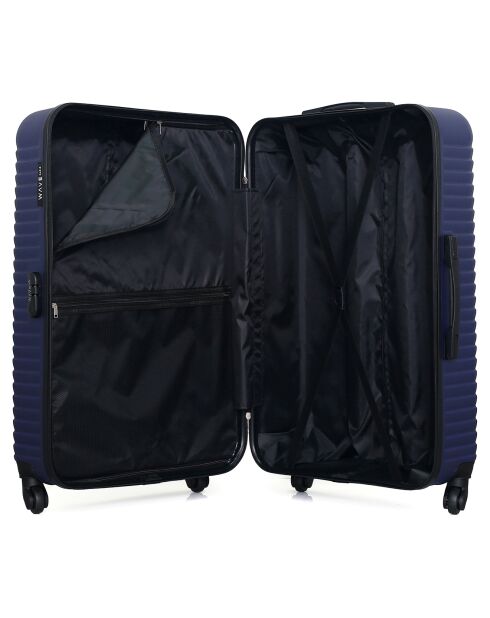 4 Valises 4 roues simples Lena- M 46/55/65/75 cm bleu marine