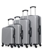 4 Valises 4 roues simples Lena- M 46/55/65/75 cm grises