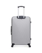 4 Valises 4 roues simples Lena- M 46/55/65/75 cm grises