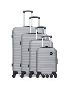 4 koffers op één wiel London- M 46/55/65/75 cm zilver