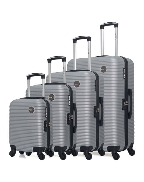 4 valigie a ruota singola London- M 46/55/65/75 cm argento